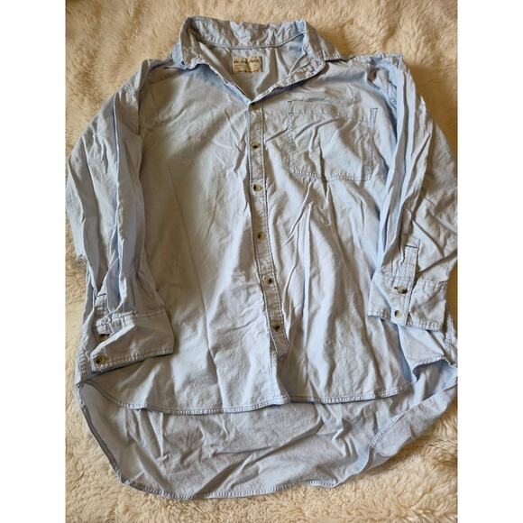 Free People We The Free Oxford Blue Oversided Fit Freddie Shirt sz Large - Picture 2 of 10